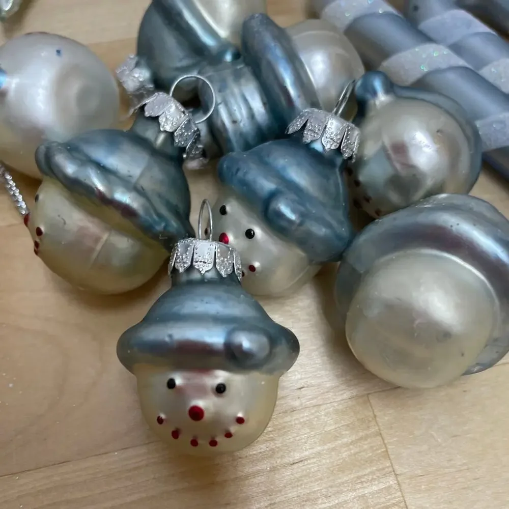Lot of 26 Christmas Ornaments Metallic Glass Ice Sickle Snowmen Angel EUC